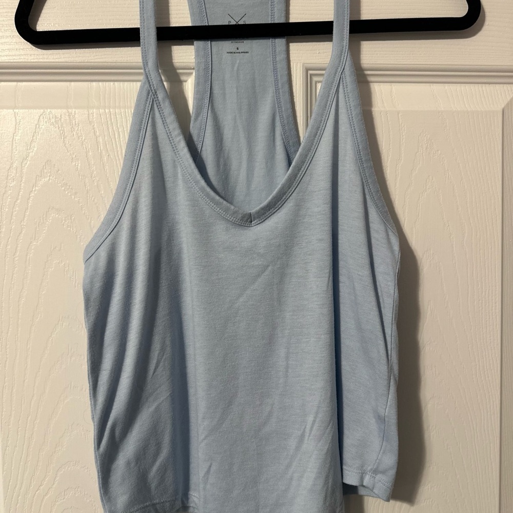 Blue Gray Backless Tank Top